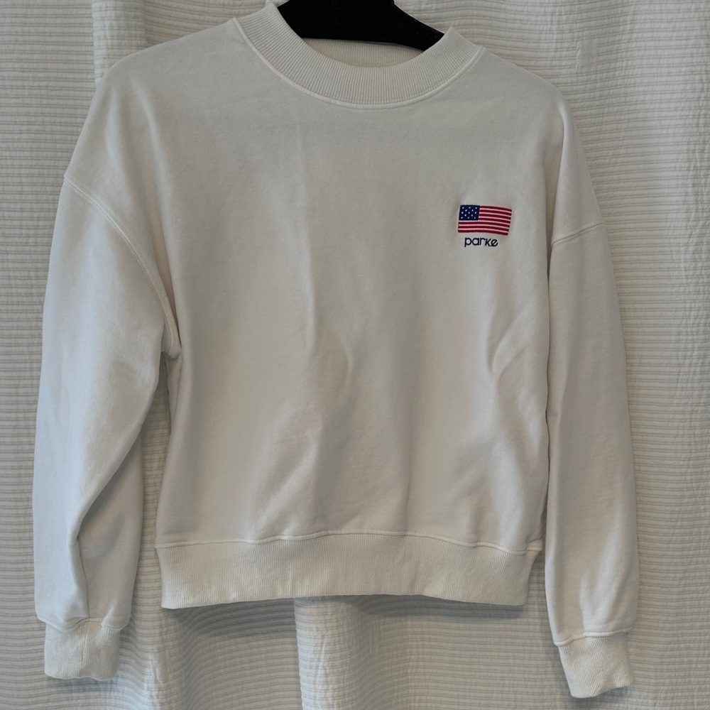 Parke Pre Shrunk Mock Neck Cropped Flag Sweatshirt - Picture 2 of 6